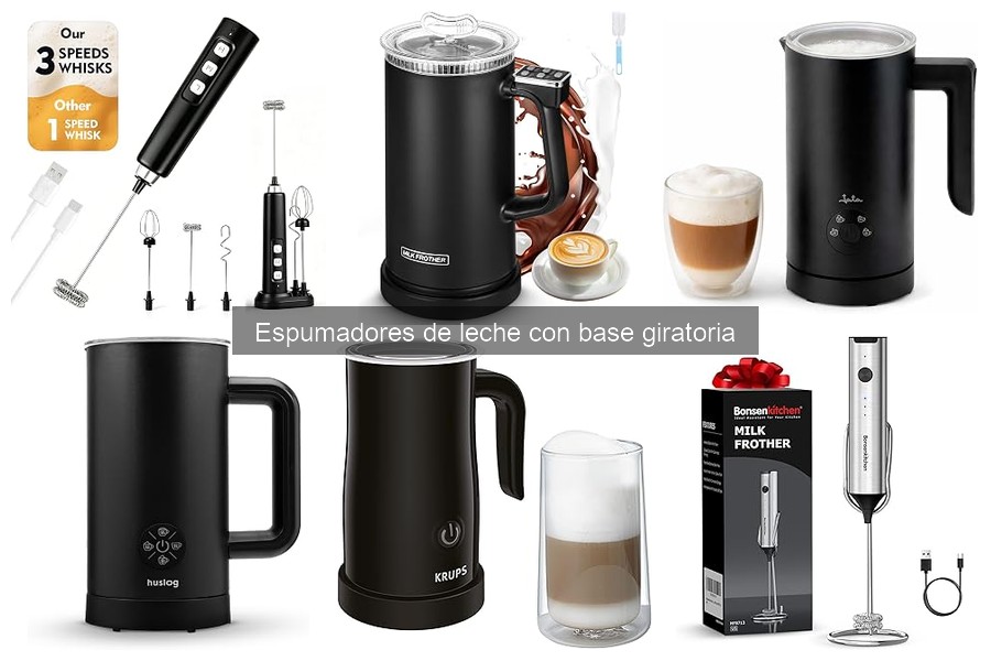 ¿Qué es un espumador de leche con base giratoria?